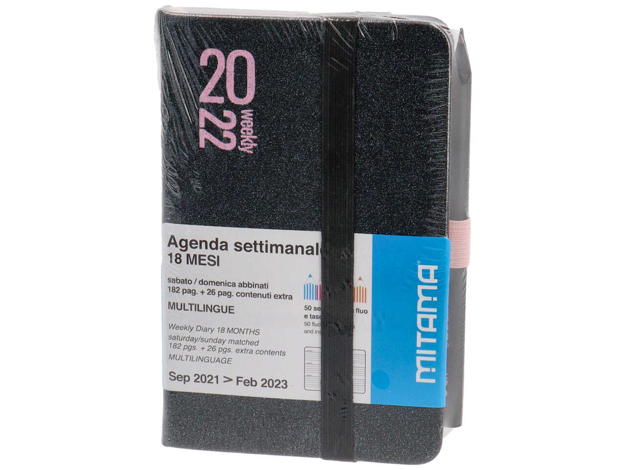 Agenda settimanale 18 mesi 9x14cm con matita