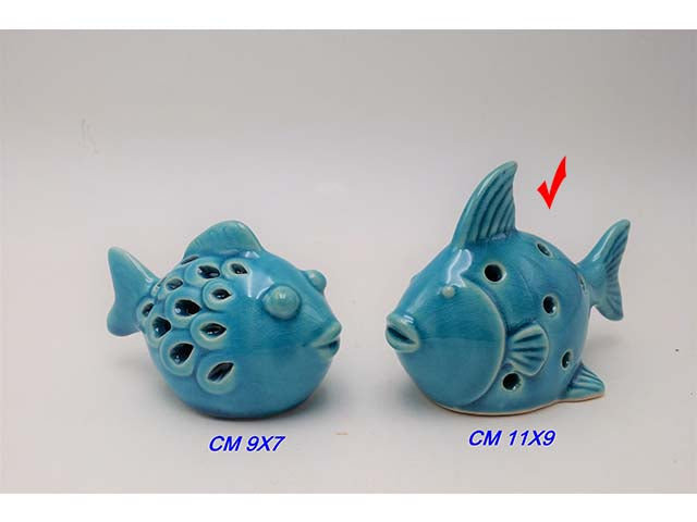 Pesce ceramica c/led 11x9cm c654