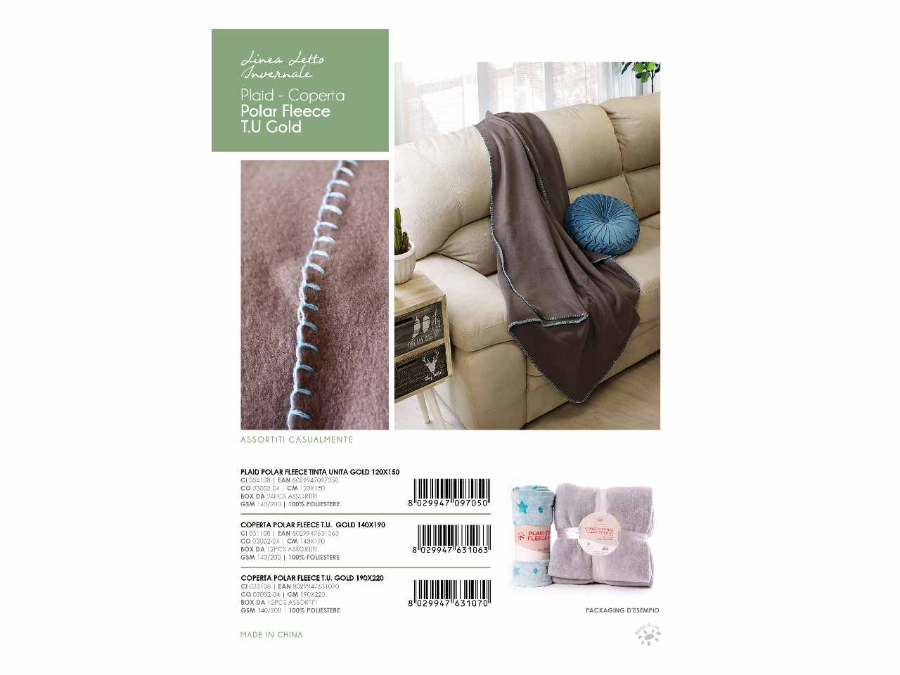 Plaid polar fleece gold 120x150cm