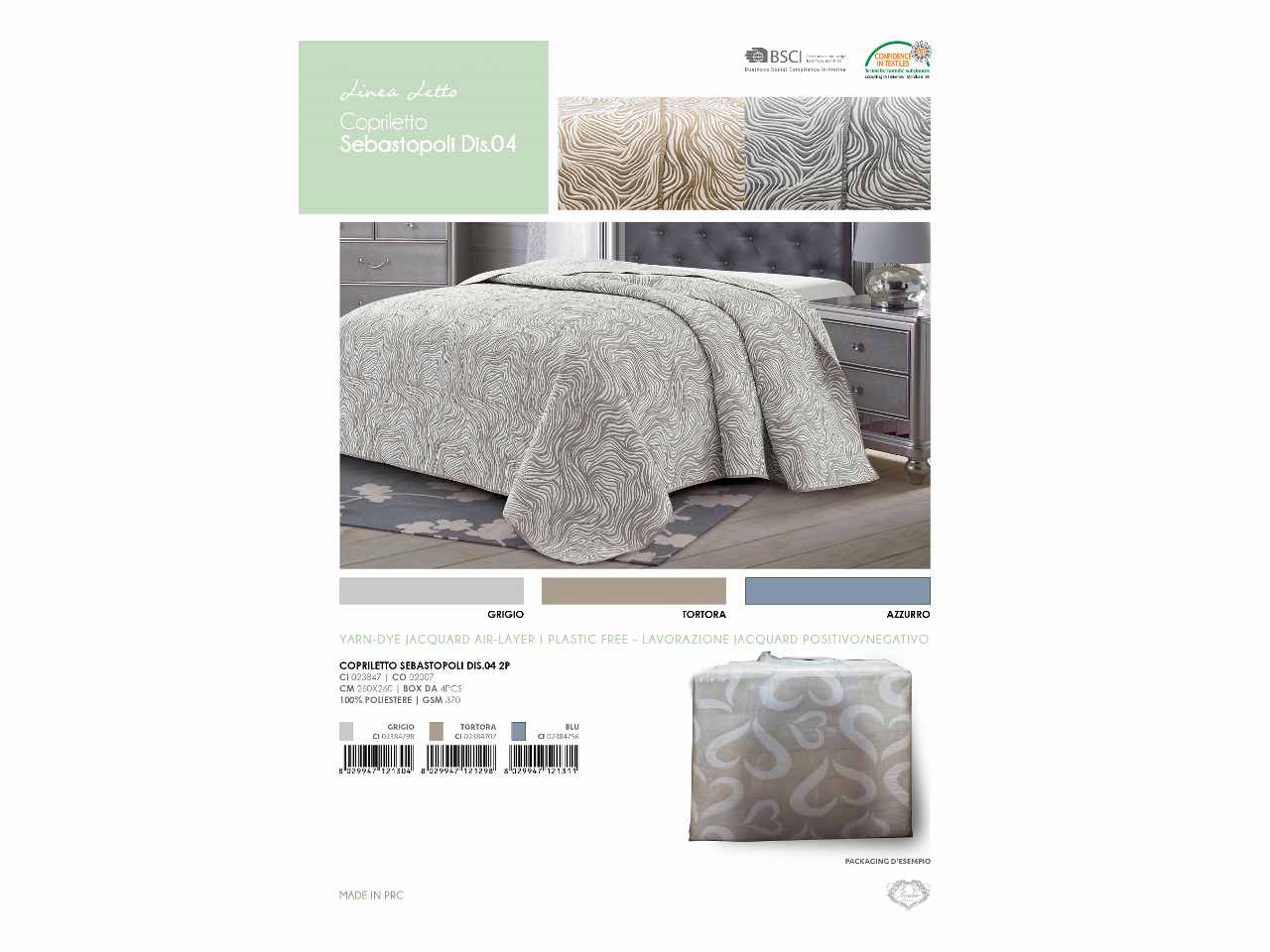 copriletto sebastopoli 2p grigio 02384498