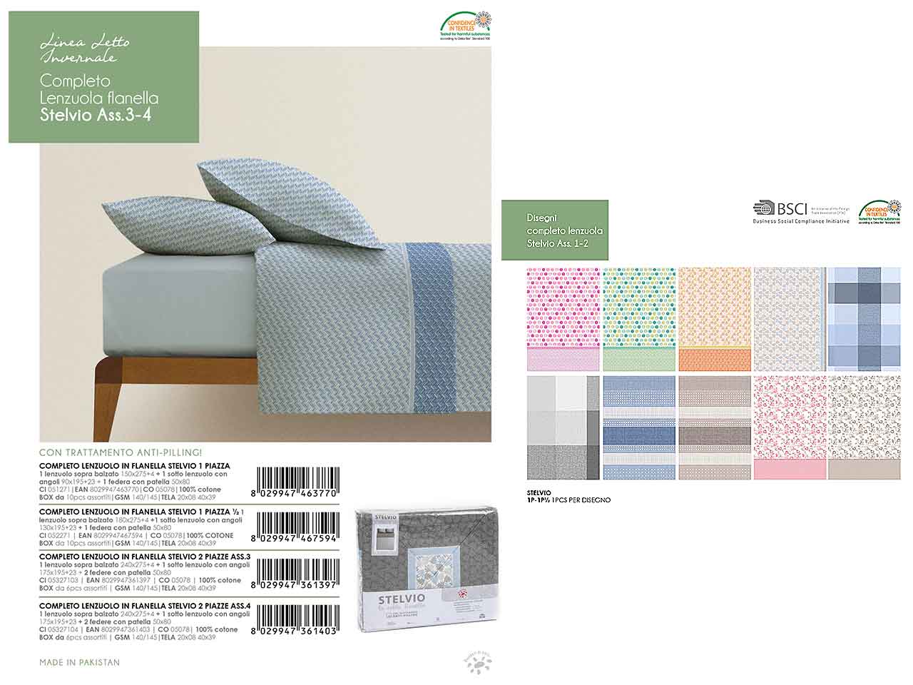 completo letto 1p flanella stelvio 051271