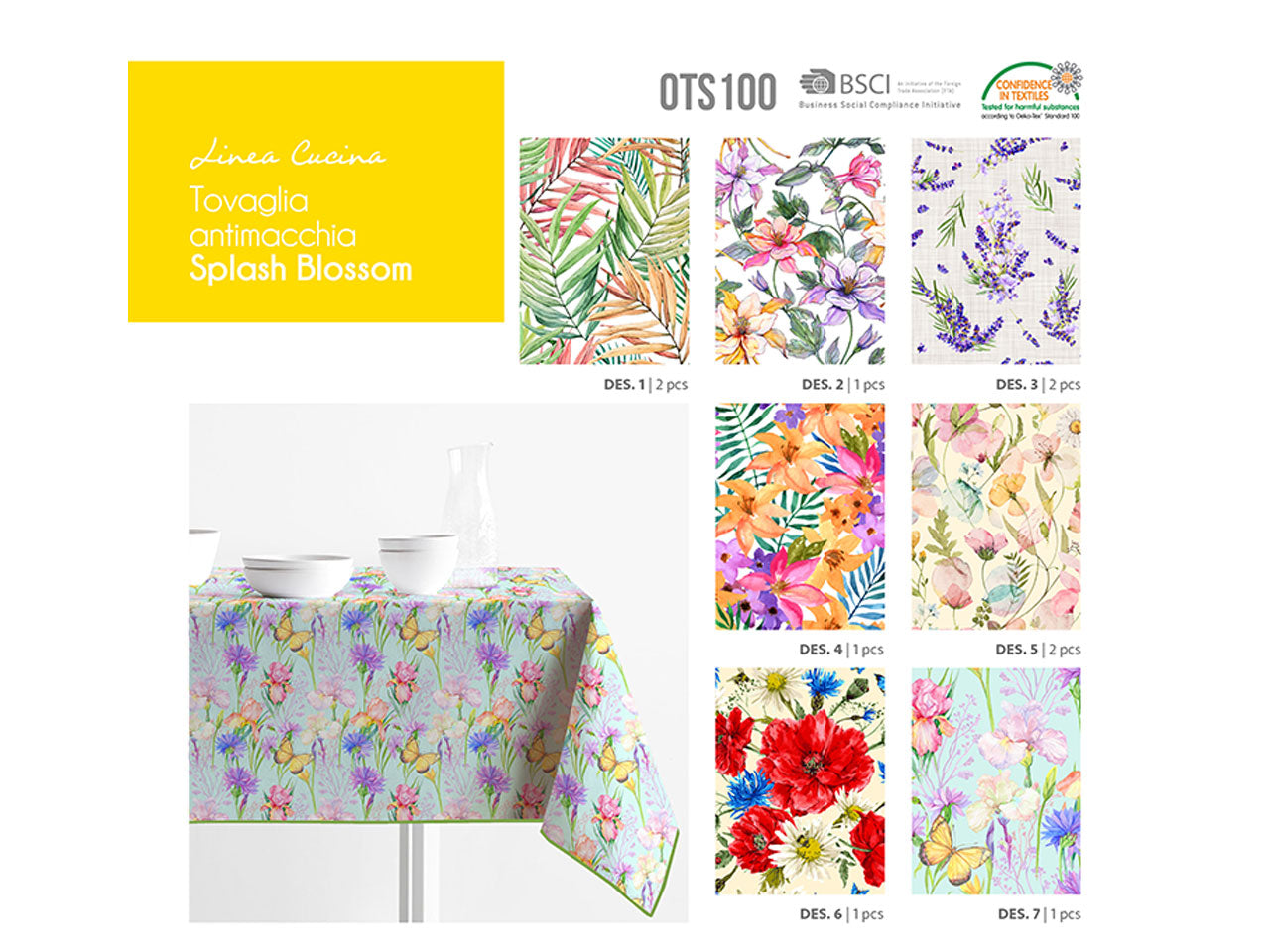 Tovaglia antimacchia splash blossom misura 140x230cm