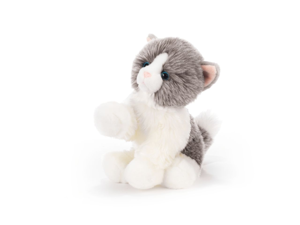 Peluche biagio gattino bianco e grigio misura l.30cm