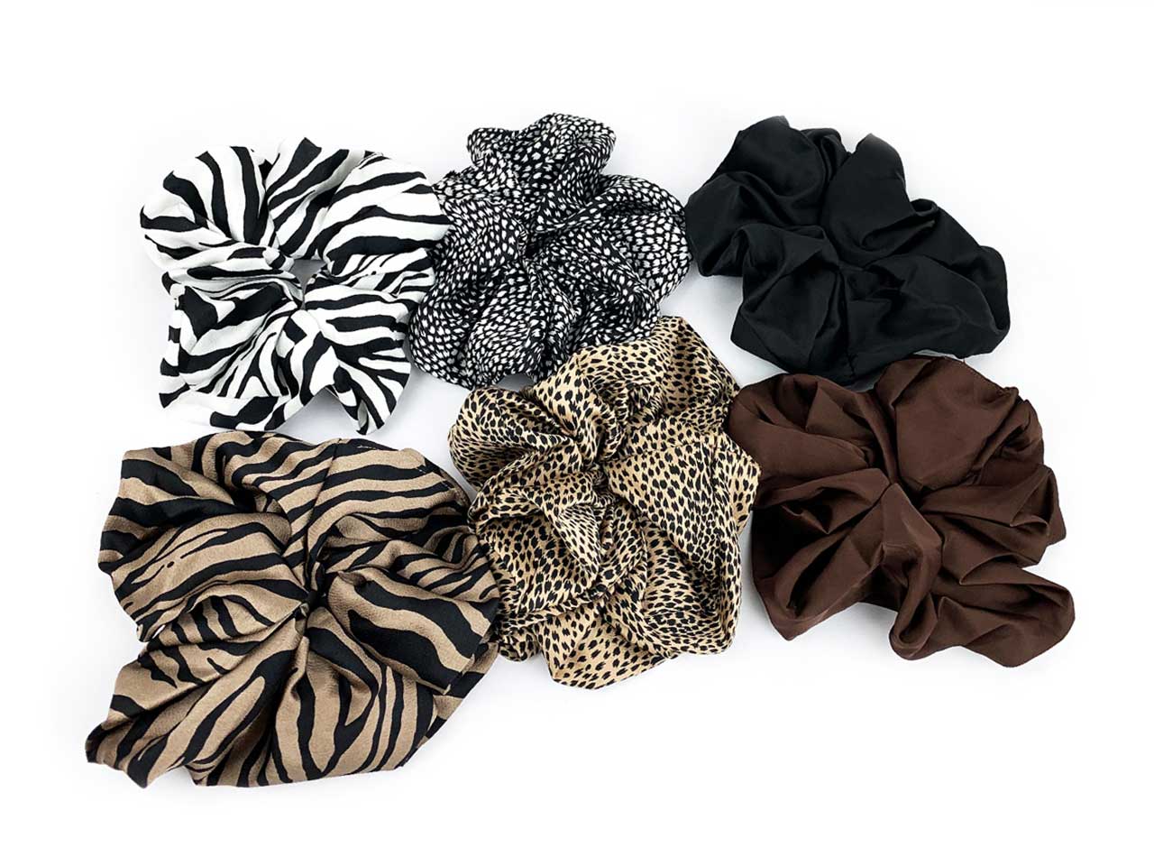 Mega scrunchies in tessuto e fantasie assortite