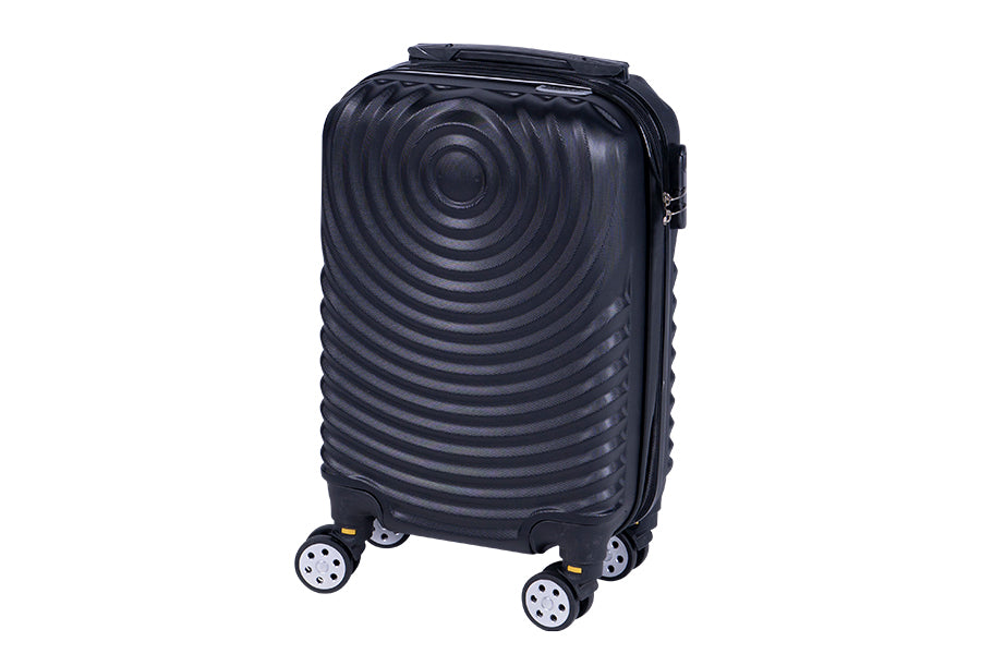 Trolley modello liberty colore nero 33x22x48cm in abs con 4 doppie ruote, sacca a rete, elastico ferma indumenti e chiusura con ganci