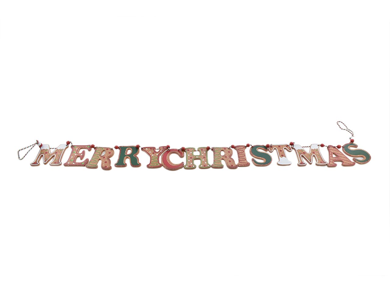 Festone panzenzero misura 7,5x130cm con scritta merry christmas