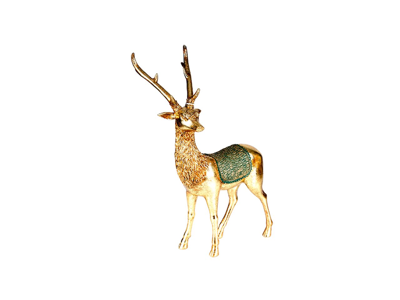 Renna natalizia in resina misura 31,5x17,3x47,8cm colore oro