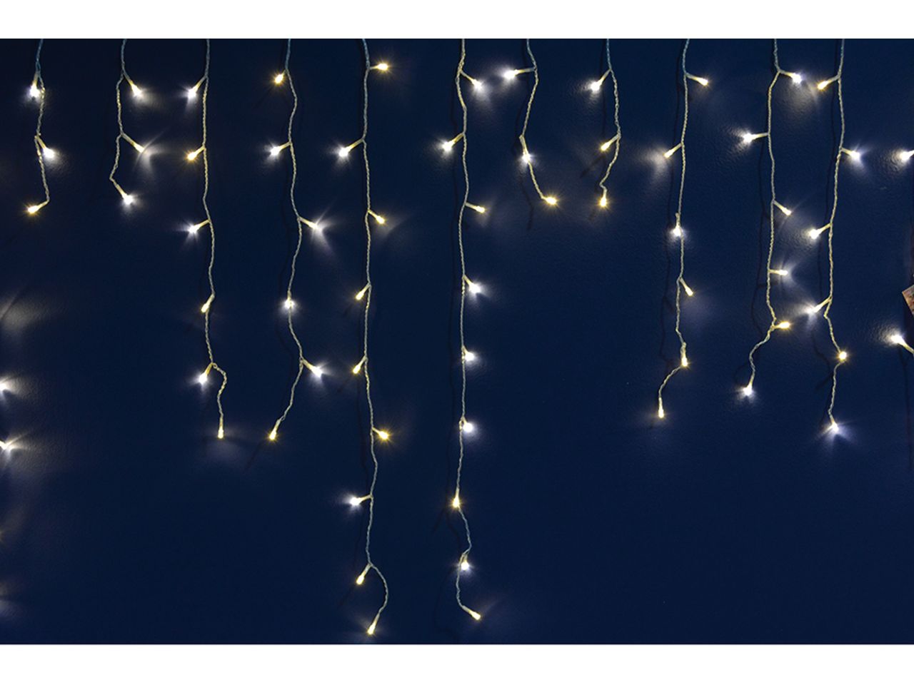 Tenda di luci natalizia a cascata con 96 led per uso esterno connect misura 3x1,2mt colore caldo