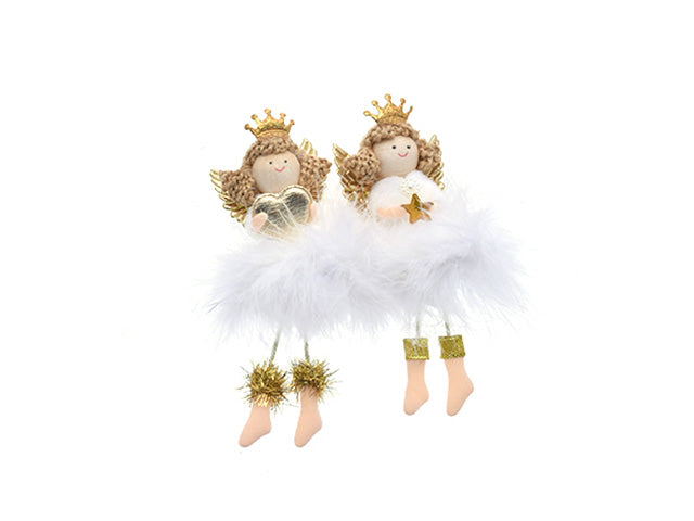 pendente natalizio bambolina bianco 15cm