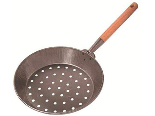 Padella castagne c/manico legno 30cm 530