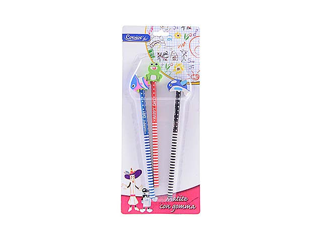 Matita con gomma 3 pezzi