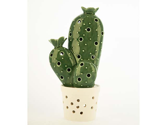L.cactus led whitegreen 18cm 1018976