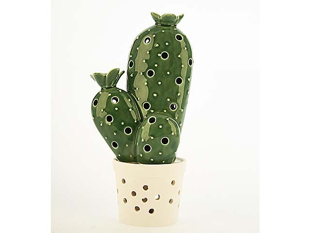 L.cactus led whitegreen 14cm 1018978