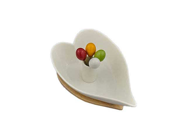 Bamboo coppetta cuore c/spiedini 1208017