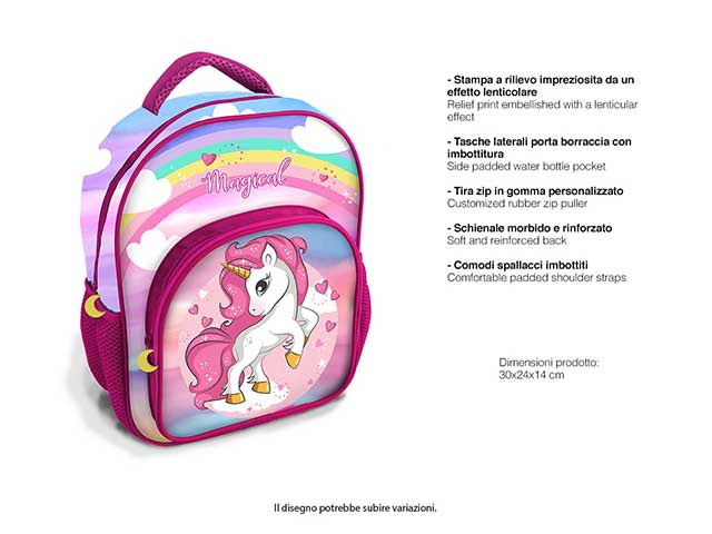 Unicorco zaino 30cm con tasca dlx