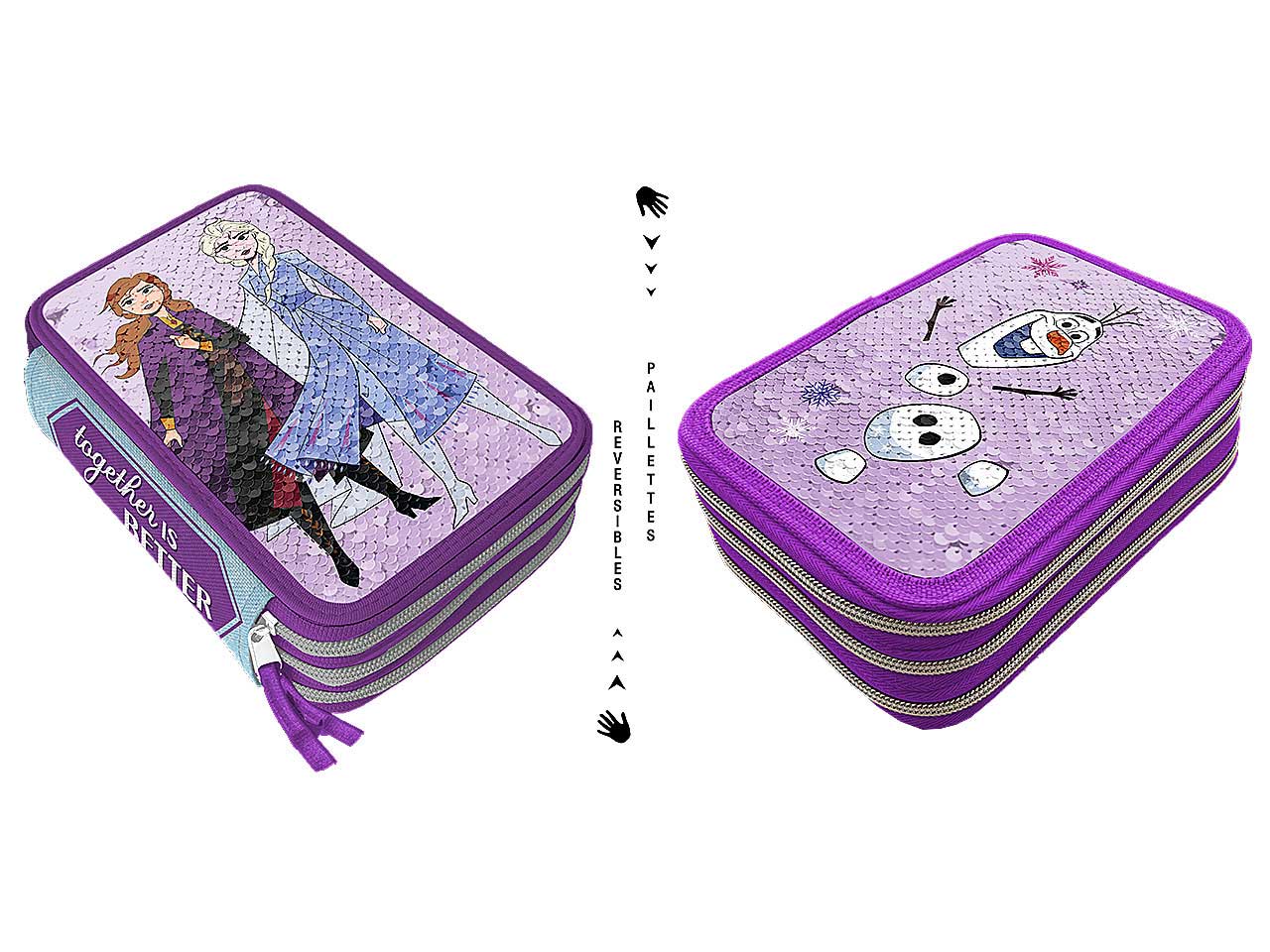 Frozen astuccio 3 zip reversibile