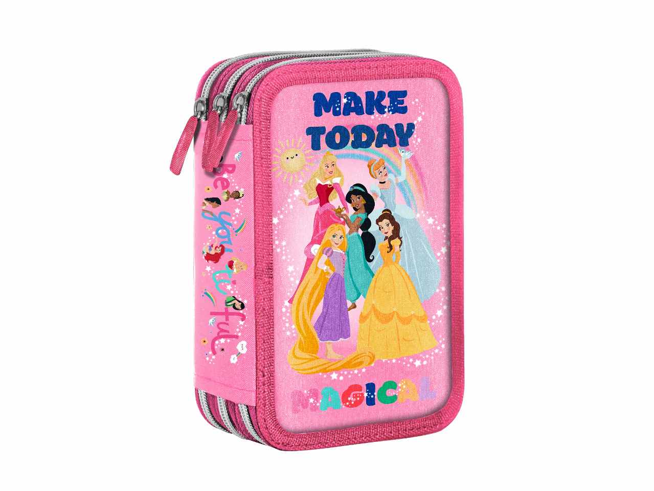 Astuccio 3 cerniere princess rosa in tessuto 6x12x19cm 530 g - 1 astuccio