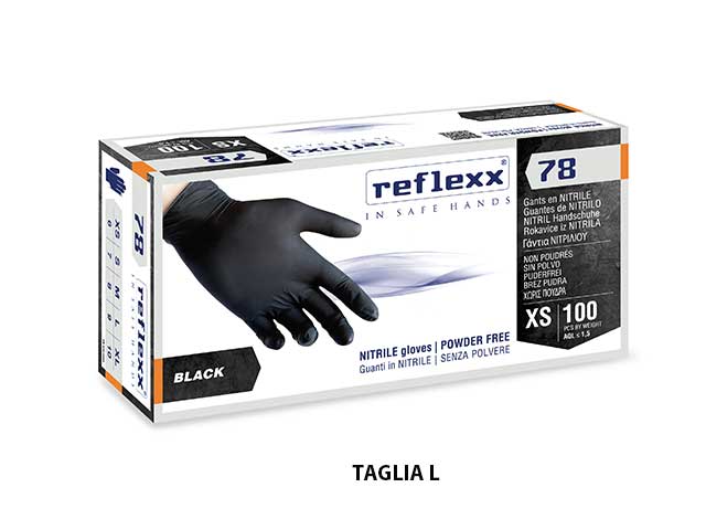guanto monouso nitrile nero 100 pezzi tg.l r78