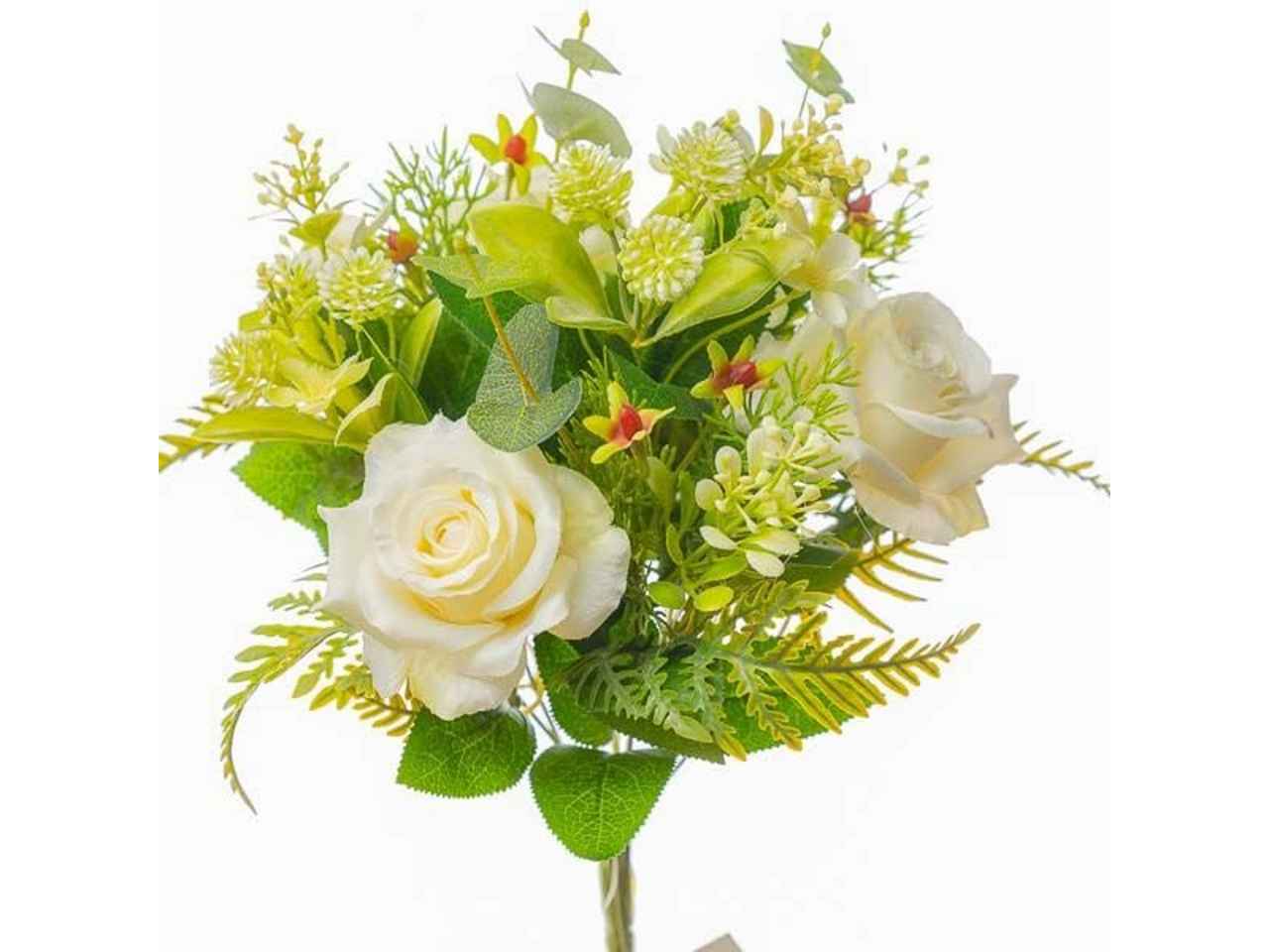 Mazzo con rose h.40cm crema