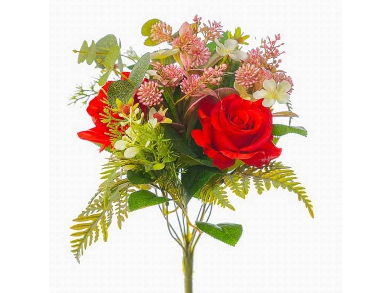 Mazzo con rose h.40cm rosse
