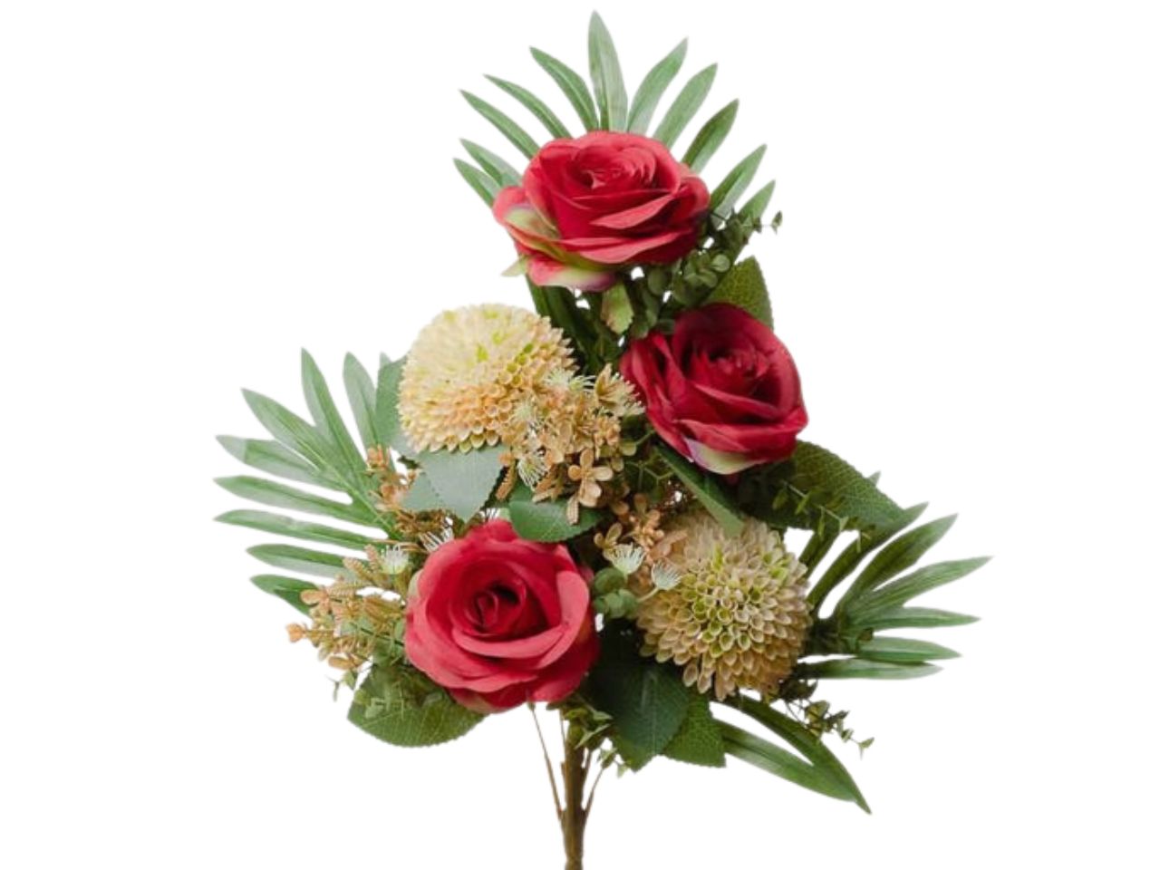 Mazzo frontale con rose h.45cm rosse