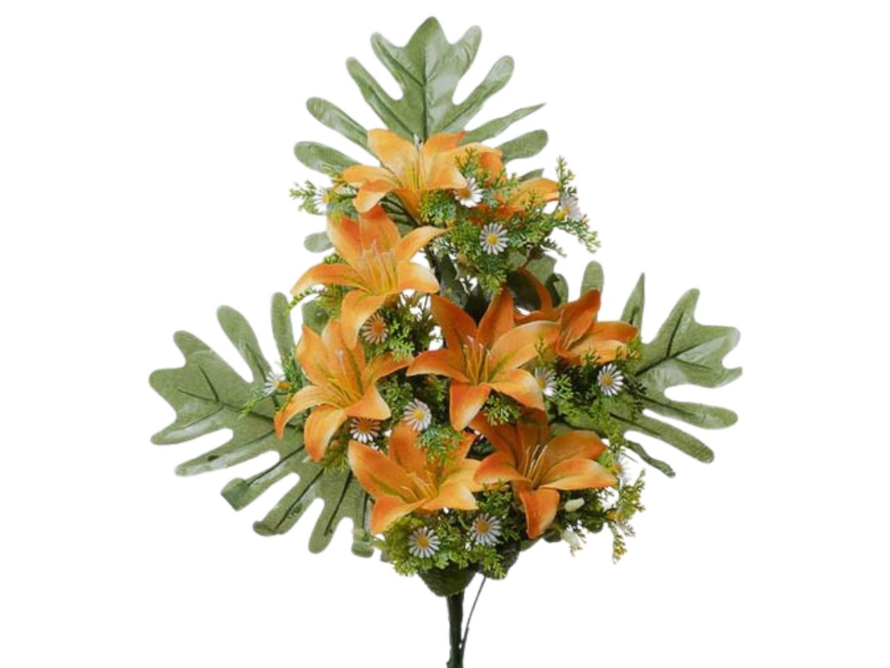 Mazzo frontale con mini gigli x8 misura 40cm colore arancione