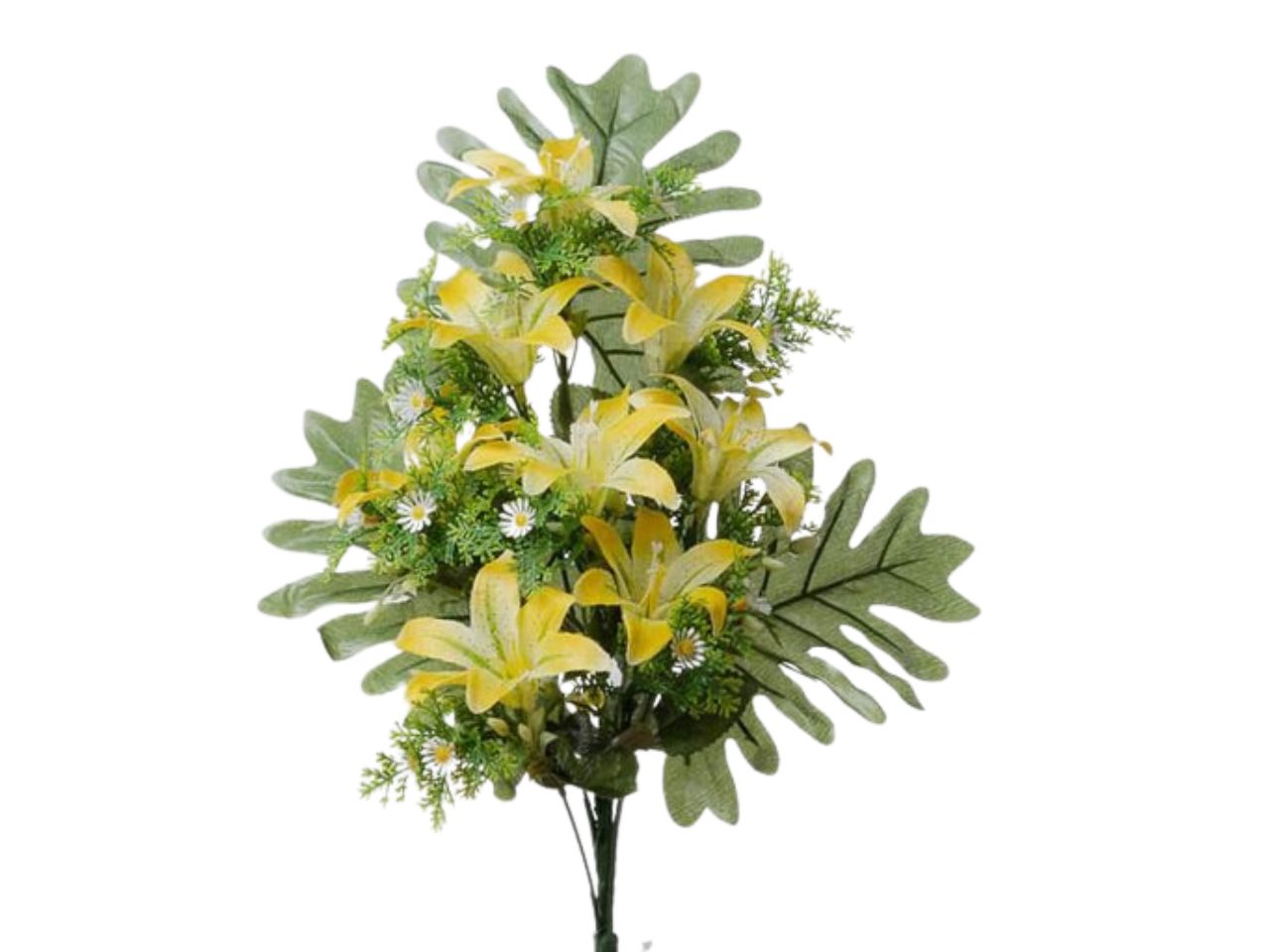 Mazzo frontale con mini gigli x8 misura 40cm colore giallo