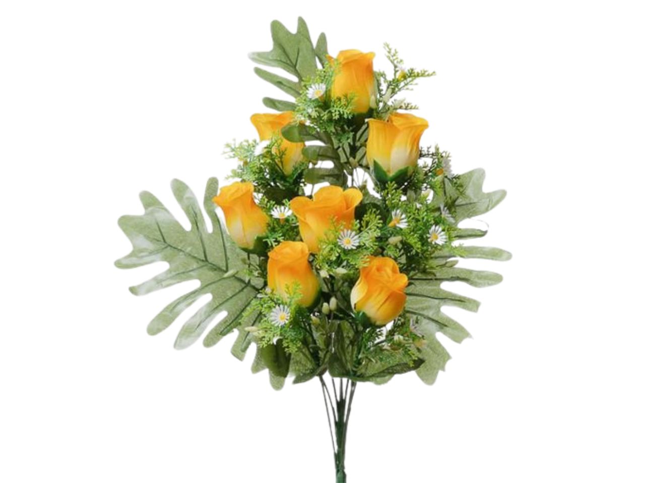 Mazzo frontale con mini boccioli x8 h.40cm gialli