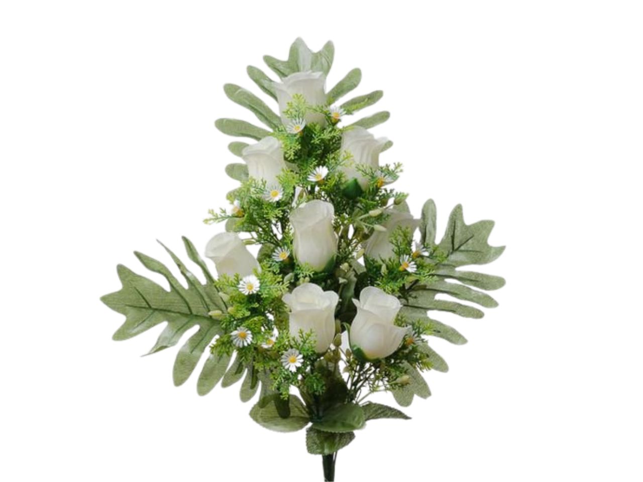 Mazzo frontale con mini boccioli x8 h.40cm crema