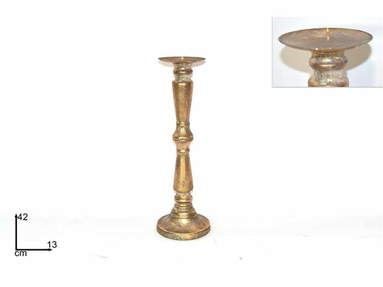 Candeliere metallo 42cm oro antichizzato