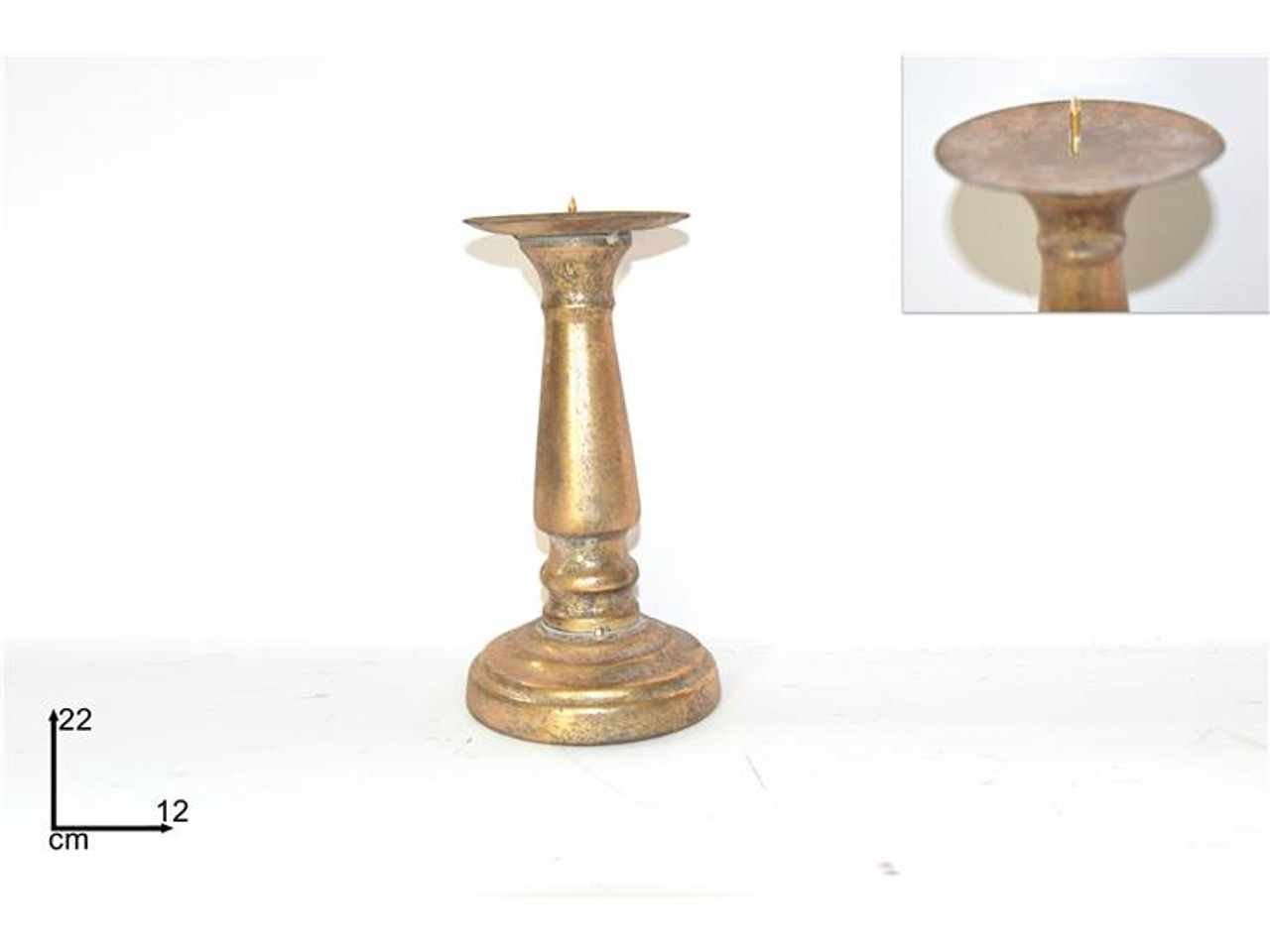 Candeliere metallo 22cm oro antichizzato