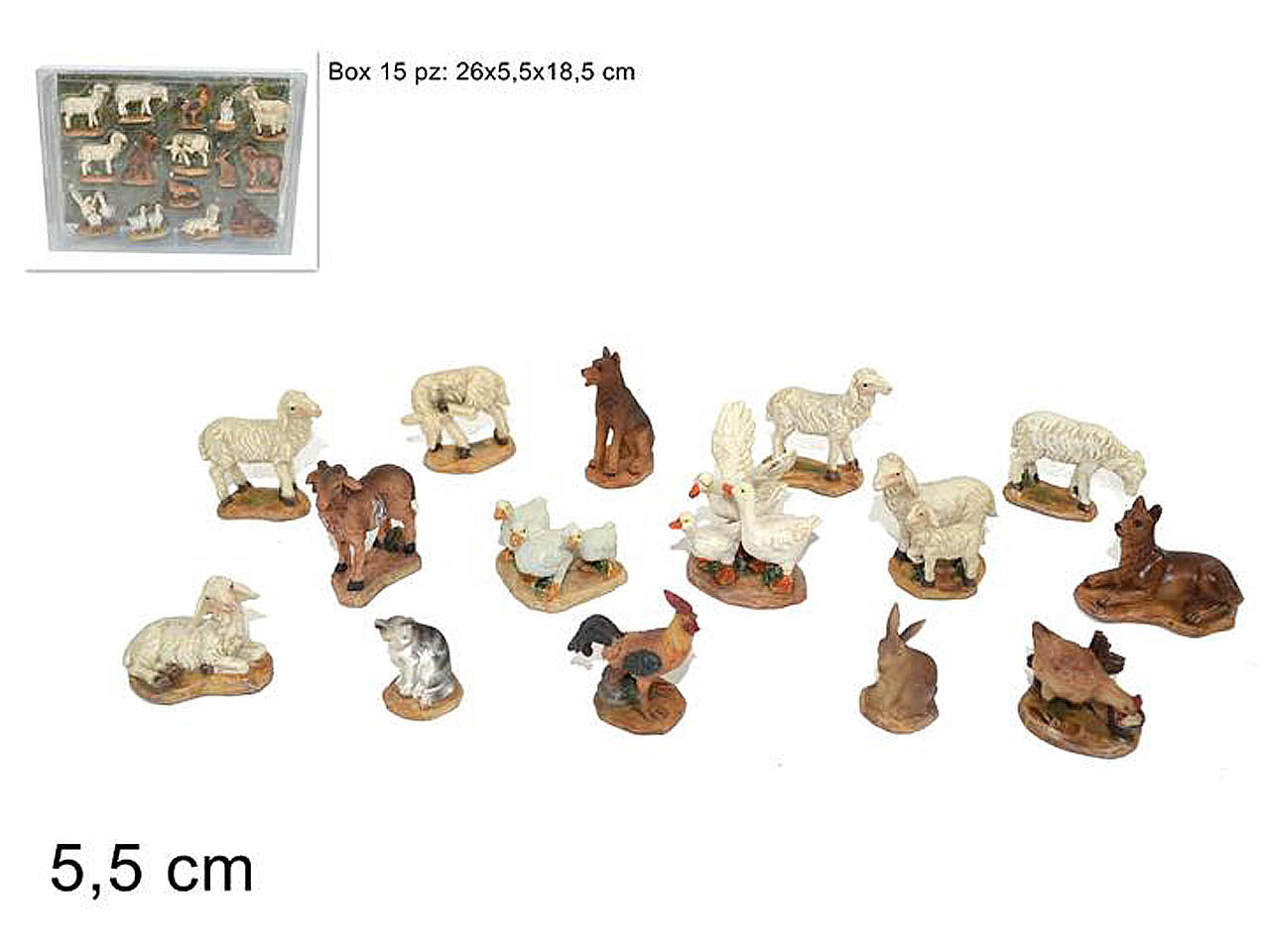 Animali presepe piccoli 15 pezzi 5,5cm