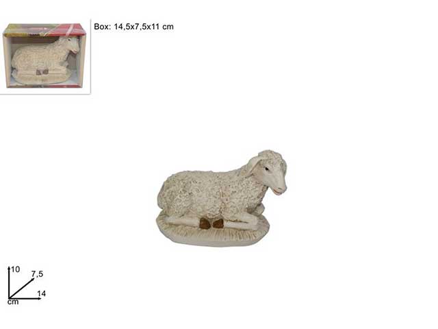 Animale pecora seduta 14cm ma002148