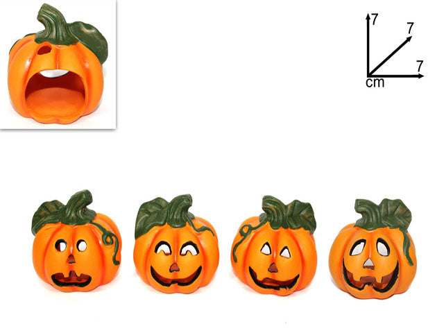 Zucca halloween 7cm porta tealight assortiti