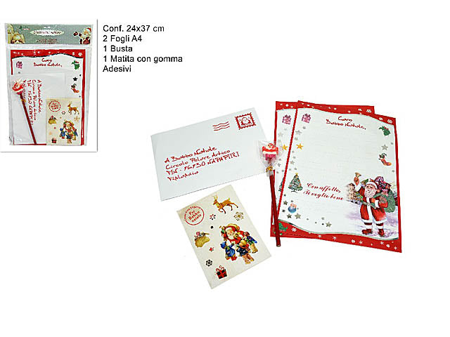 Lettera babbo natale con busta adesivi e matita 2014058