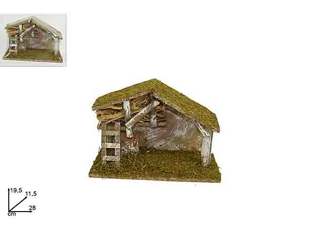 Capanna con muschio e paglia 19,5x11x28cm