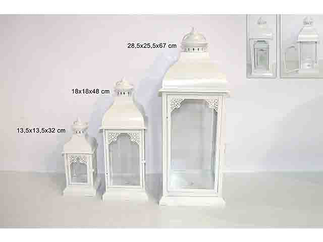 Lanterne set 3 pezzi h67/48/32cm bianco