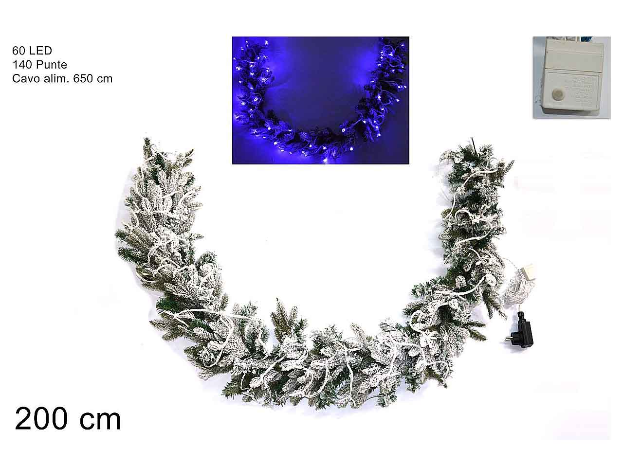 Ghirlanda 200cm 60led gioco luci blu mo000469b
