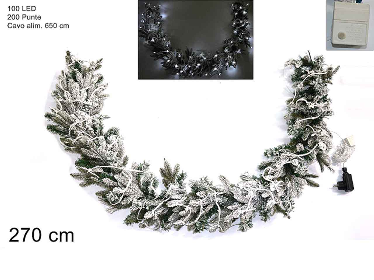 Ghirlanda 270cm 100led con luci bianco freddo mo000470