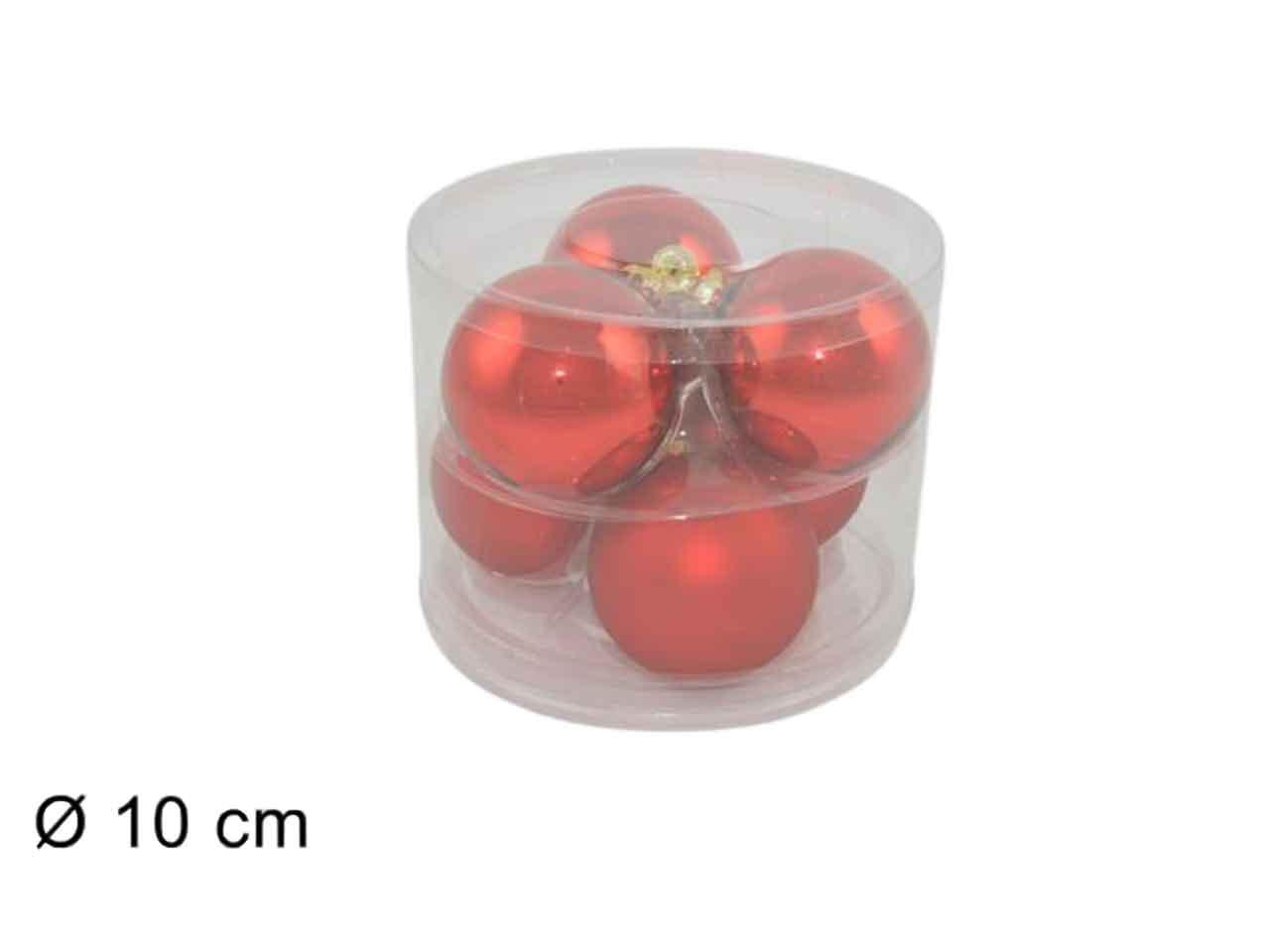 Sfera rossa in vetro 10cm 6pz
