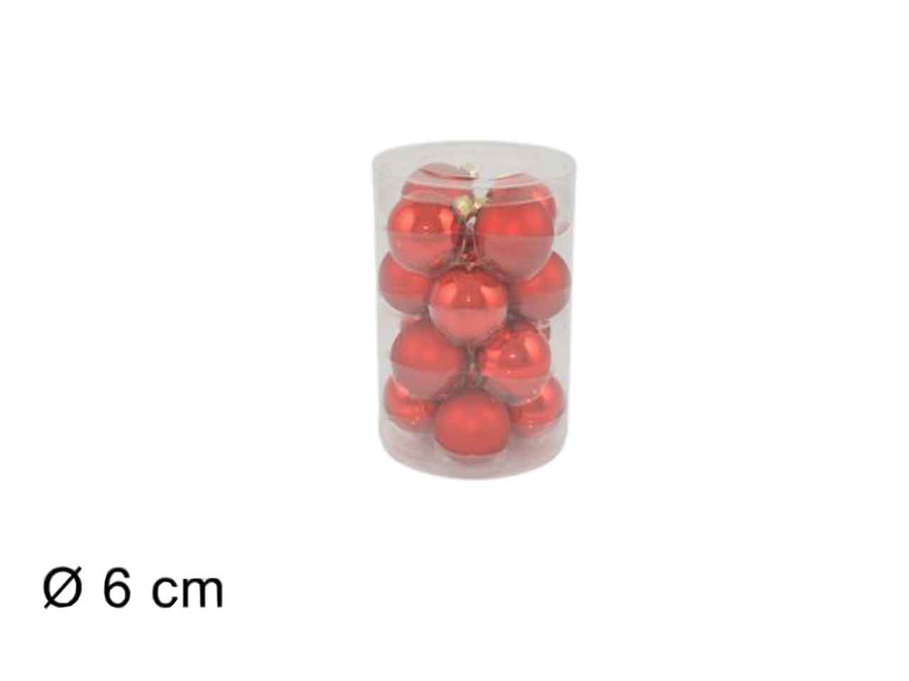 Sfera rossa in vetro 6cm 12pz