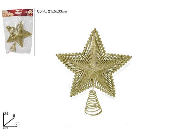puntale stella metallo 26cm oro ro008204a