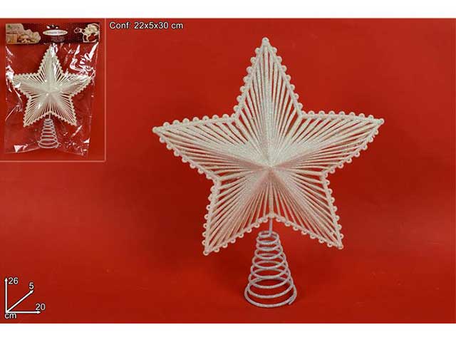 puntale stella metallo 26cm silver ro008204c