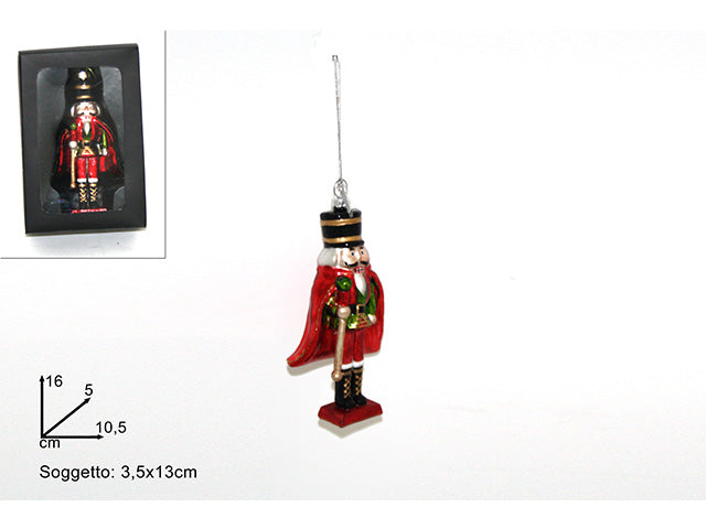 pendente natalizio soldatino in vetro 15cm