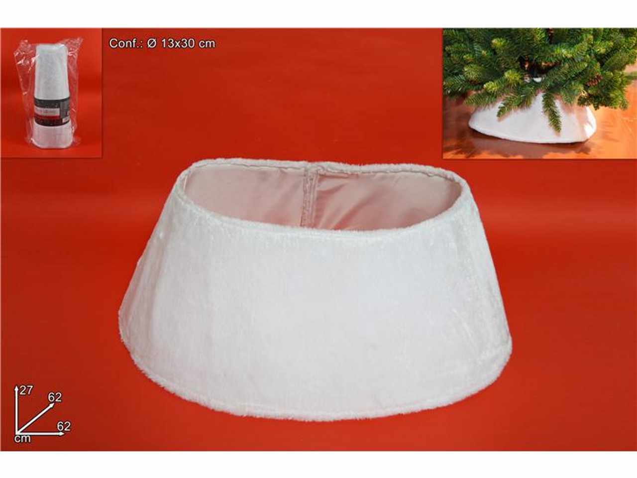 Copri base albero di natale pelliccia bianca 27x62x62cm