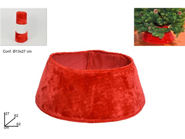 Copri base albero di natale pelliccia rosso 27x62x62cm