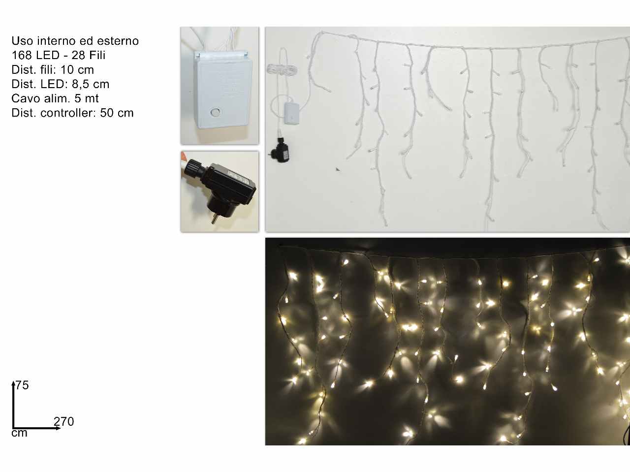 Tenda 168led bianco caldo mi005948c
