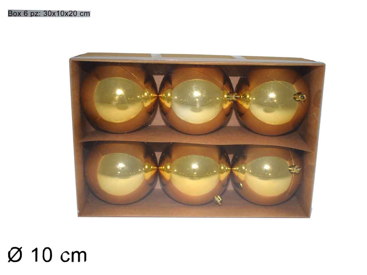 palline natalizie lucide oro diametro 10cm - 6 pezzi