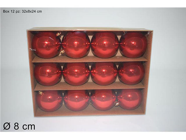 sfera 8cm 12pz lucide rossa ca011277