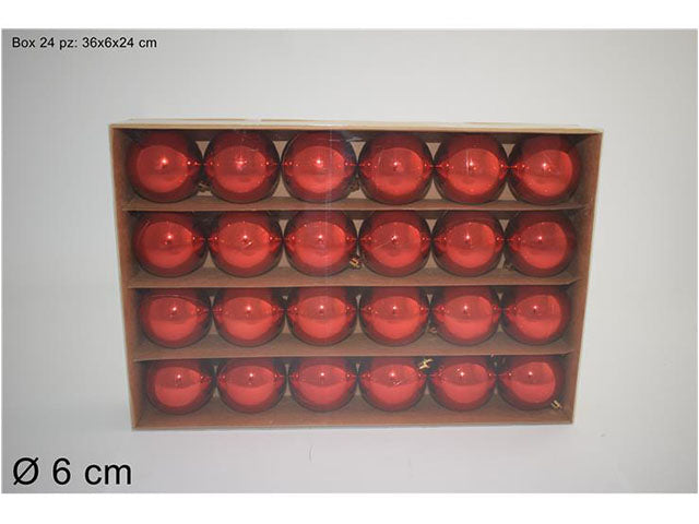 sfera 6cm 24pz lucide rossa ca011278